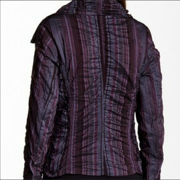 INSIGHT Purple Shiny Crinkle Striped Jacket Blazer - Picture 7 of 11